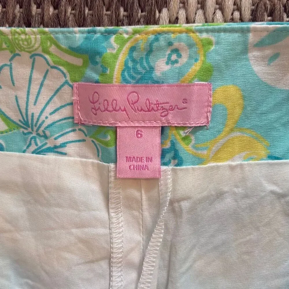 Lilly Pulitzer Pansy Skort lagoon Green wave rider women’s size 6